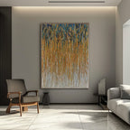 Contemporary interior with 'Urban Rain' abstract art enhancing the room's aesthetic.