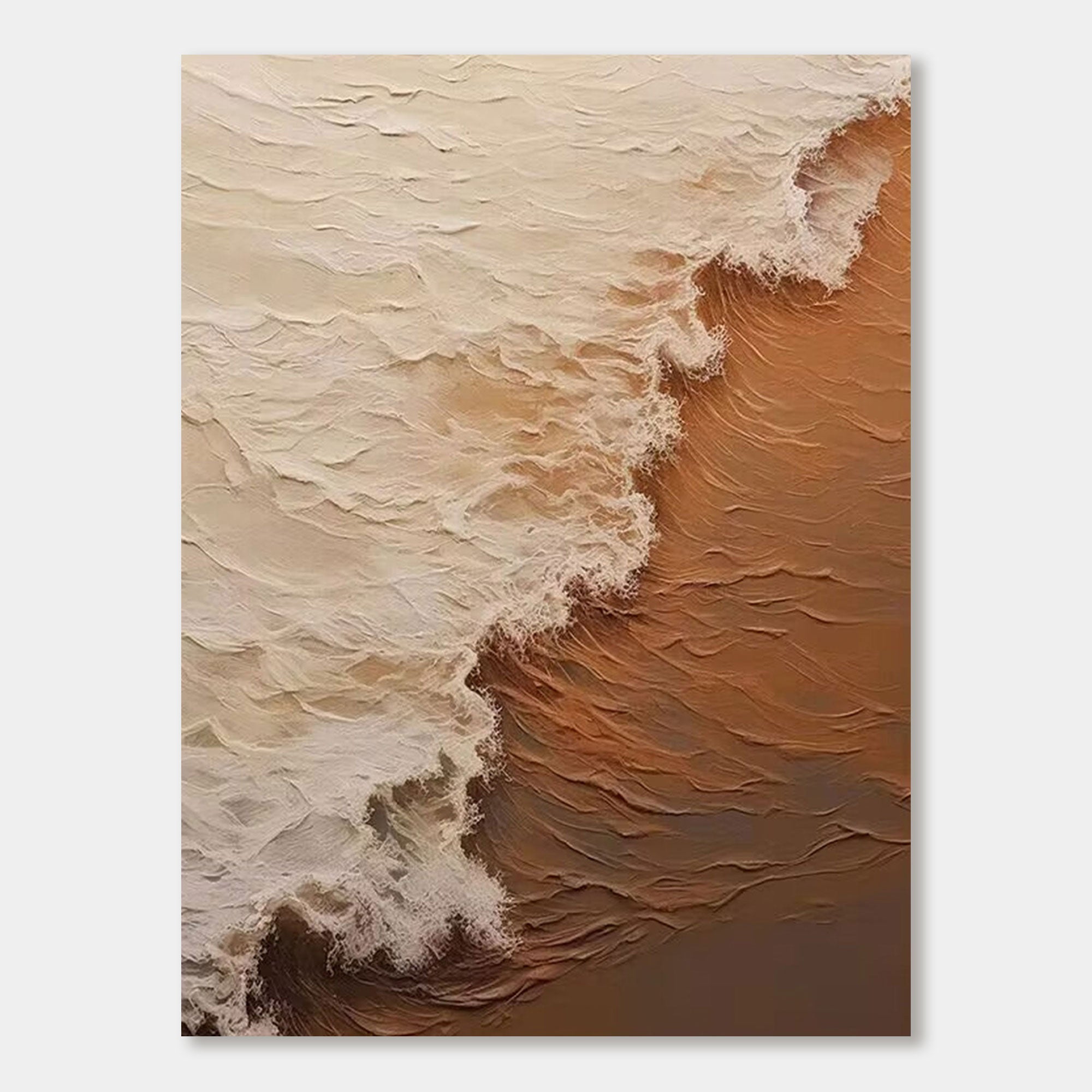 Abstract Seascape Wall Art: Cream and caramel wave textures.