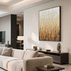Brown and beige gradient abstract canvas art in a modern luxury interior.