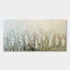 Abstract white flowers canvas art, 'Quiet Garden' close-up.