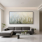 Abstract white flowers canvas art, 'Quiet Garden'.