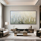 Abstract white flowers canvas art, 'Quiet Garden'.