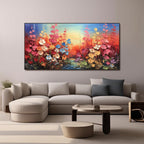 Vibrant abstract flowers painting in a contemporary living room