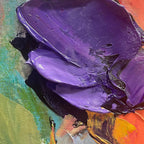 Abstract flower painting with heavy texture – oversized vertical artwork for gallery walls