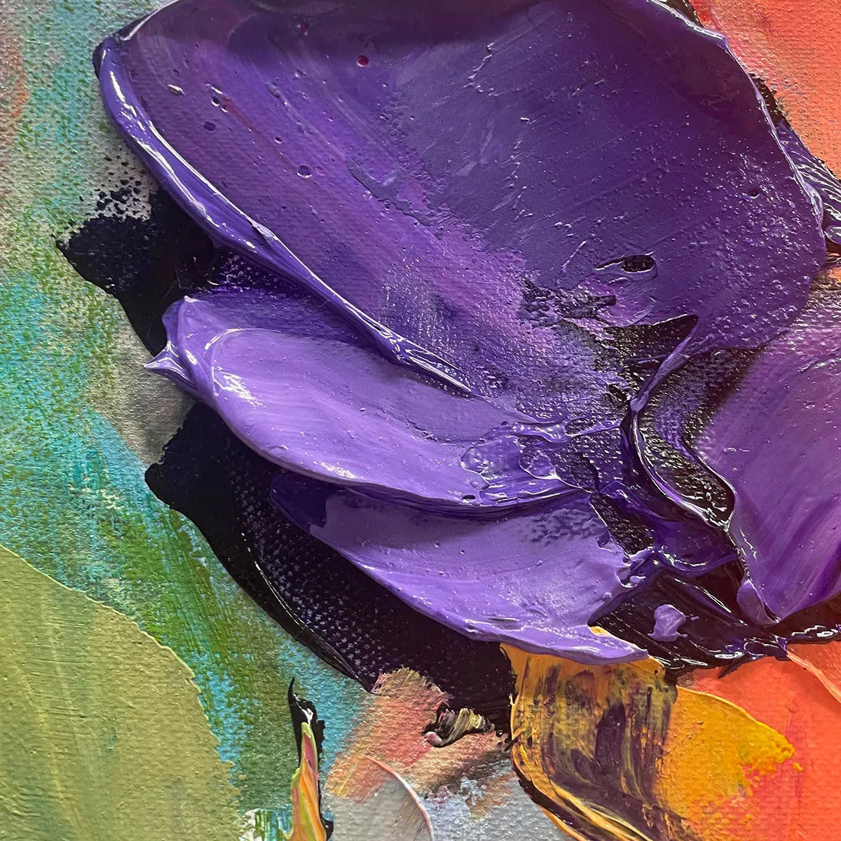 Abstract flower painting with heavy texture – oversized vertical artwork for gallery walls