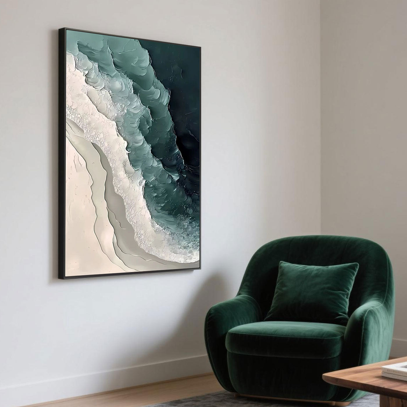 Abstract 3D Ocean Wave Wall Art - Emerald Tide