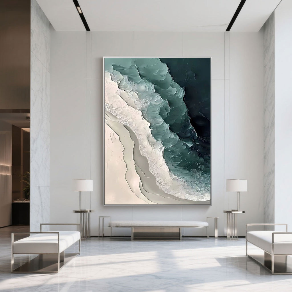 Abstract 3D Ocean Wave Wall Art - Emerald Tide