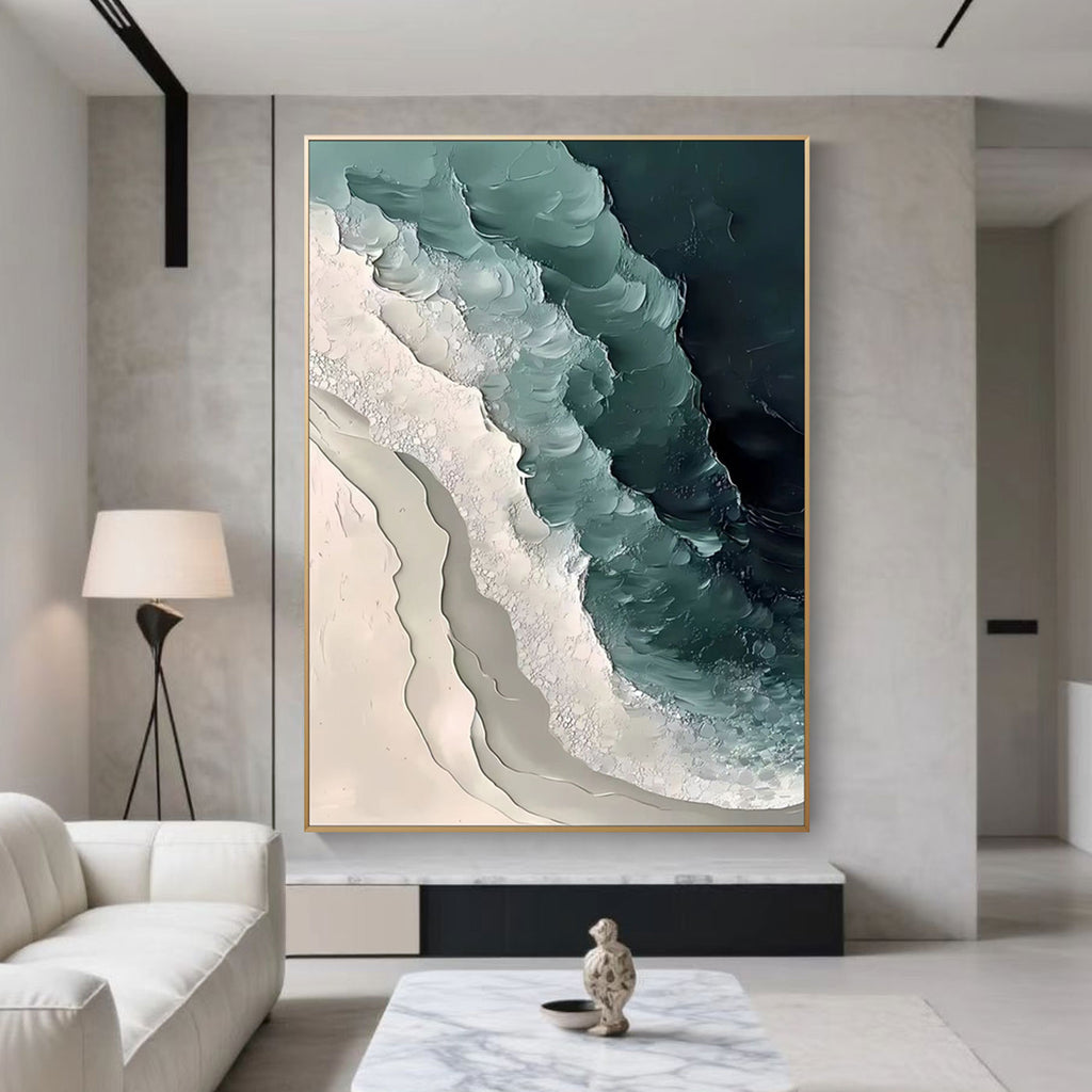 Abstract 3D Ocean Wave Wall Art - Emerald Tide