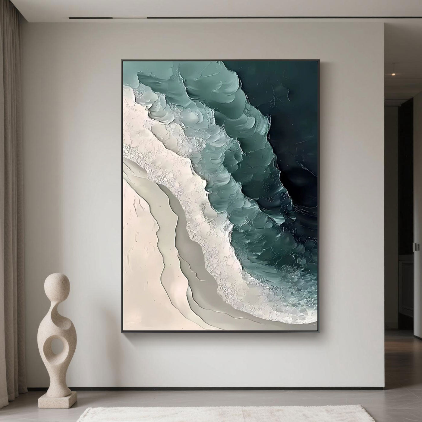 Abstract 3D Ocean Wave Wall Art - Emerald Tide