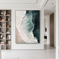 Abstract 3D ocean wave wall art 'Eternal Wave' – hand-painted textured canvas painting for modern interiors