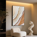 Peinture abstraite 3D texturée et fluide - Courants dorés