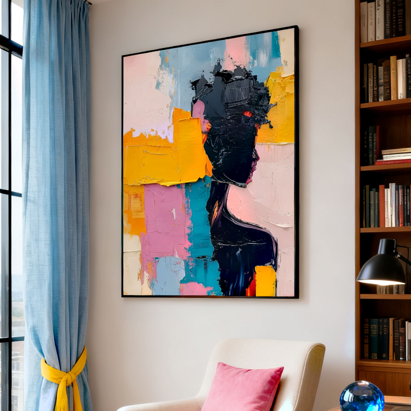 Abstract Colorful Portrait Wall Art - Golden Mind