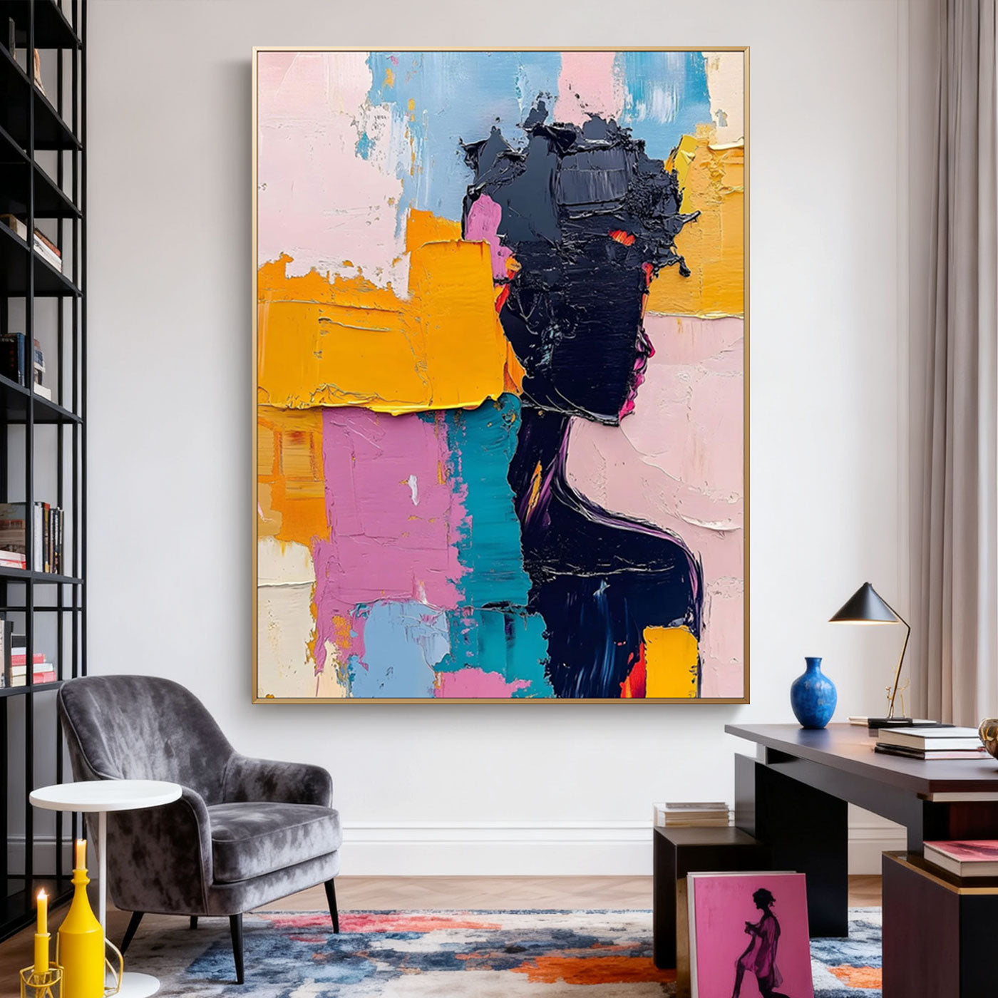 Abstract Colorful Portrait Wall Art - Golden Mind