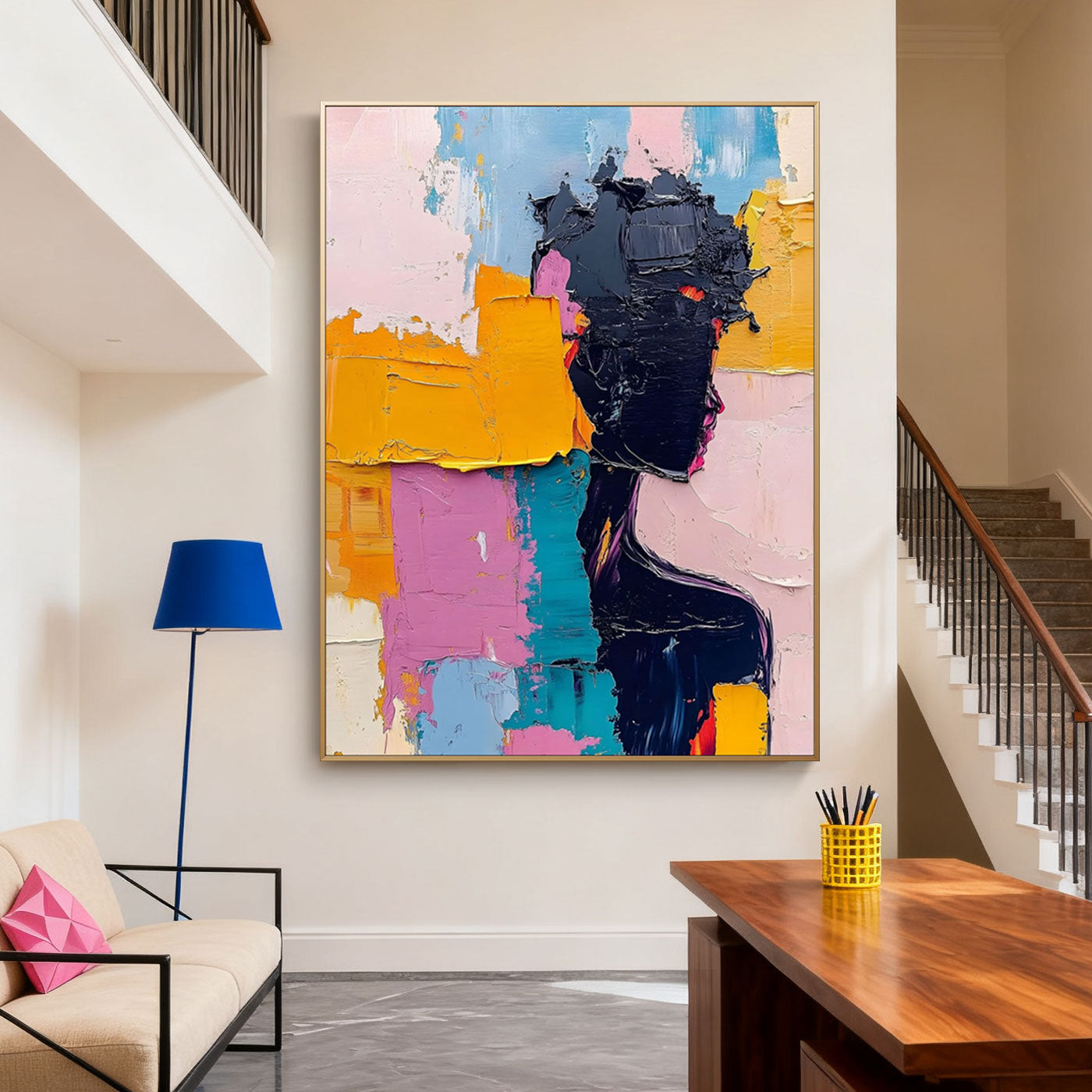 Abstract Colorful Portrait Wall Art - Golden Mind