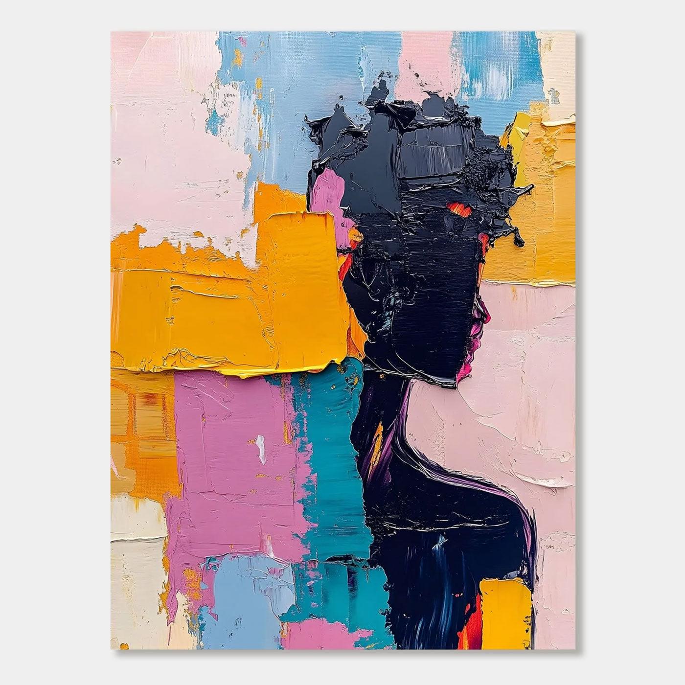 Abstract Colorful Portrait Wall Art - Golden Mind