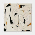 Ethereal Fragments abstract geometric wall art, hand-painted canvas with black, beige, white, orange shapes