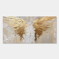 Abstract golden angel wings hand-painted canvas wall art with textured details