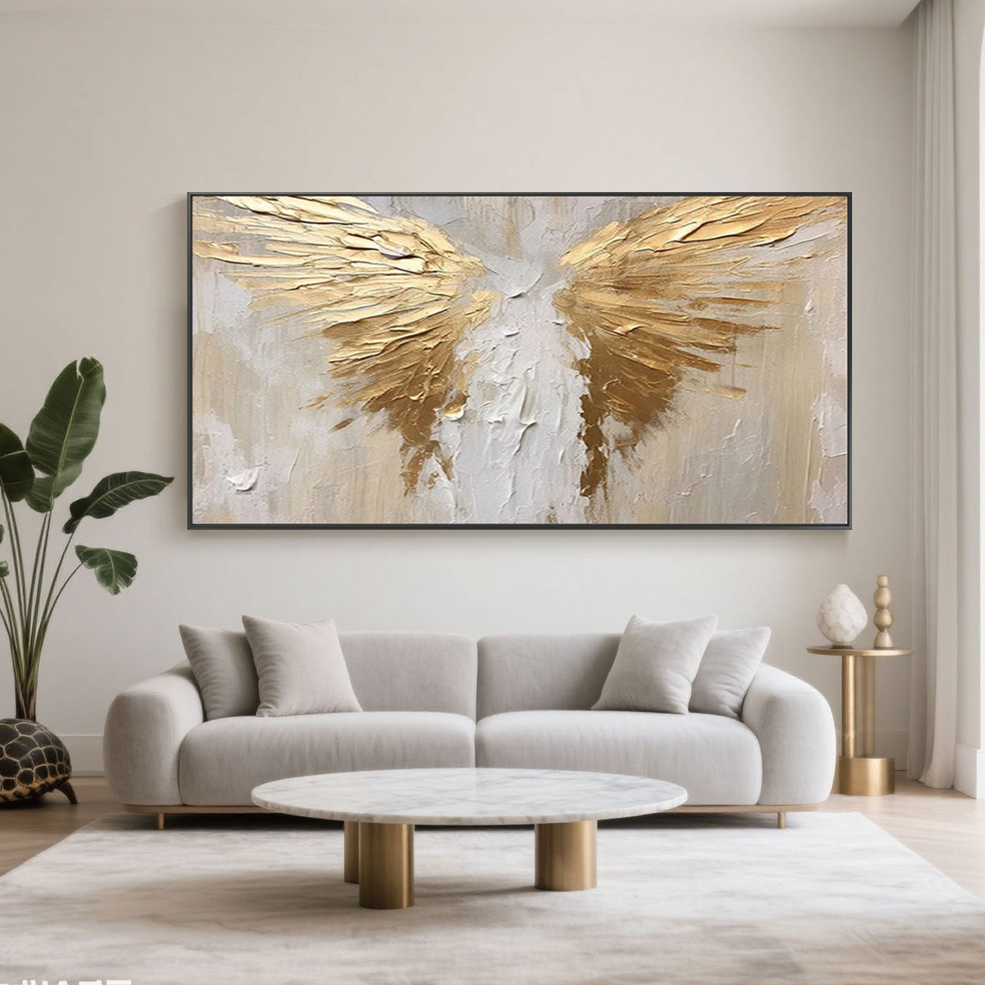 Abstract Golden Painting - Angel Wings