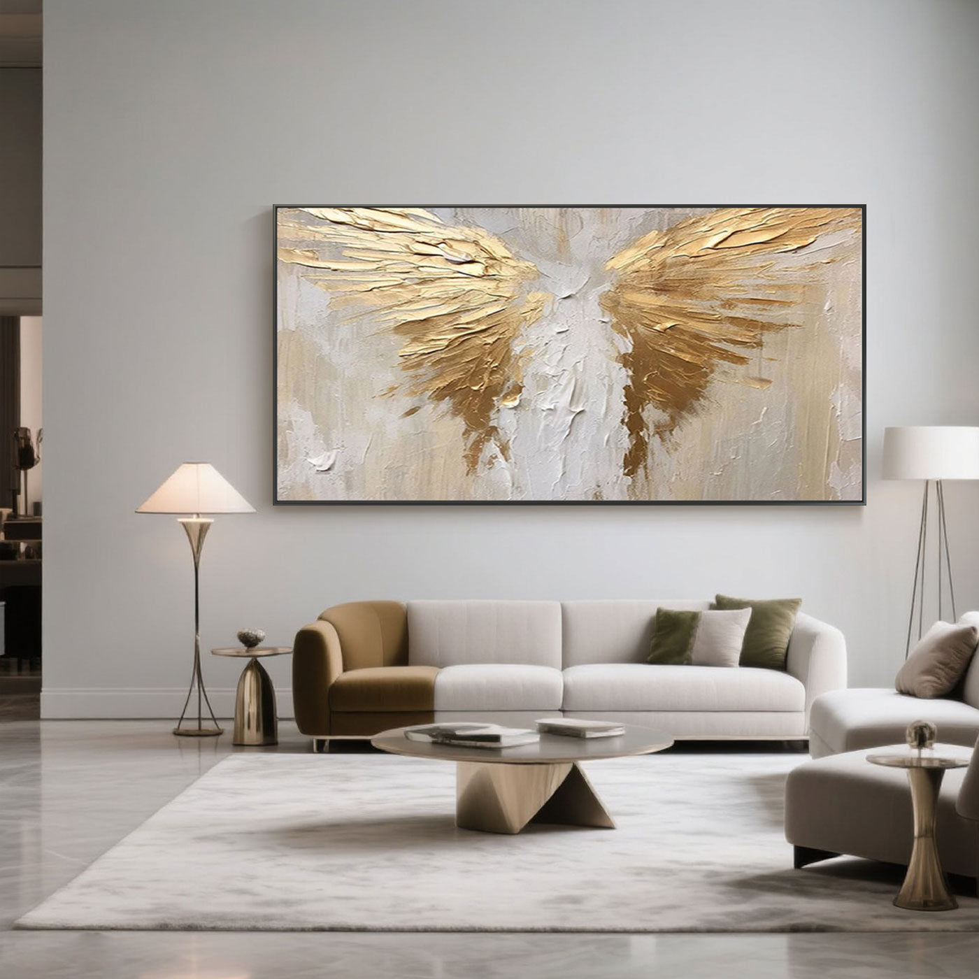 Abstract Golden Painting - Angel Wings