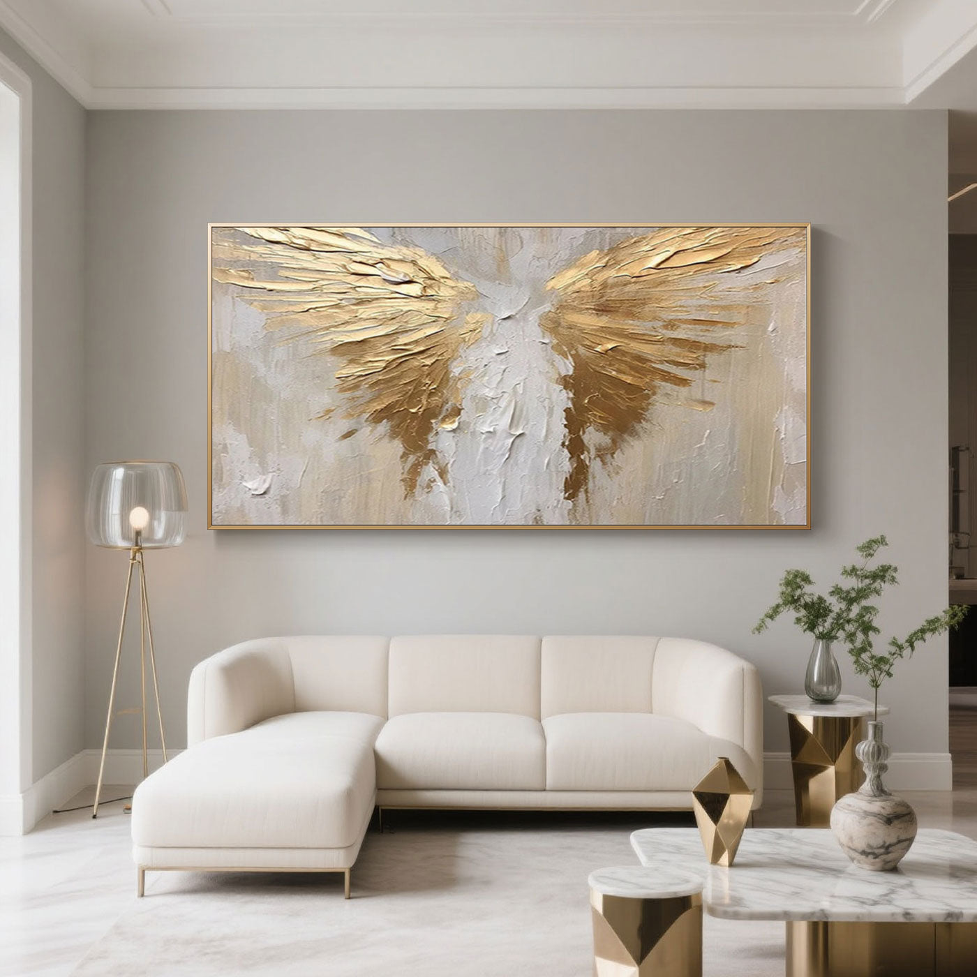 Abstract Golden Painting - Angel Wings