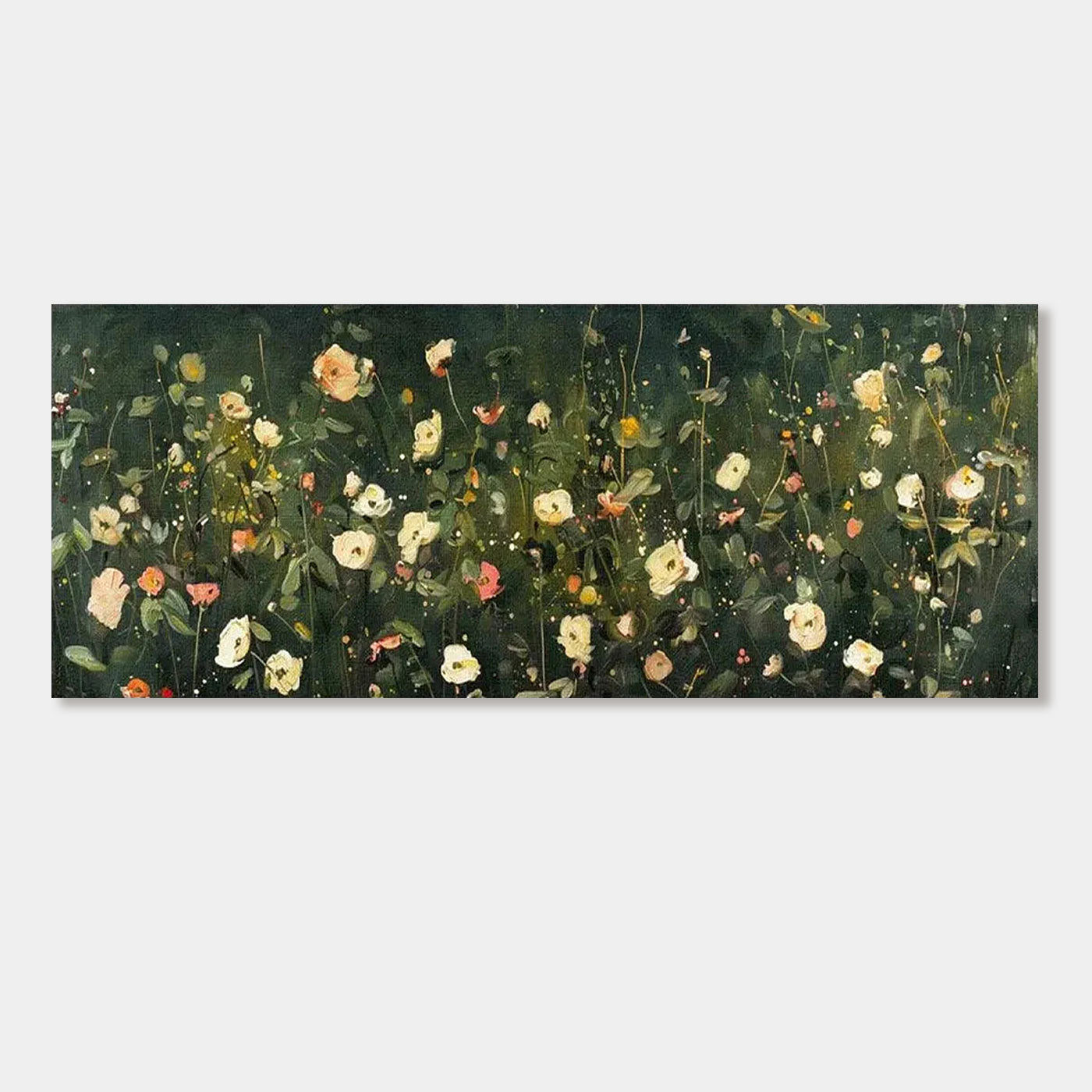 Verdena abstract green flower wall art, soft floral artwork.