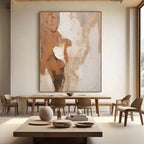 Lumi Gallery Abstract Minimalist Modern Wall Art - Layered Silence IV, earth-toned textured canvas, contemporary dining room