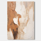 Lumi Gallery's hand-painted abstract minimalist wall art 'Layered Silence IV' textured earthy browns/soft whites canvas