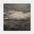 Abstract minimalist vintage wall art with textured gray canvas and gold accents by Lumi Gallery
