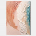 Lumi Gallery hand-painted modern coastal abstract art with sandy peach, creamy white, and teal textures