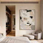 Abstract modern canvas art 'Fragmented Calm' by Lumi Gallery in bedroom