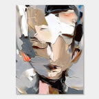 Abstract modern portrait canvas art 'Veiled Presence' with textured paint, eco-friendly materials, museum-quality by Lumi Gallery