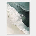 Abstract ocean wave wall art 'Silent Currents' - Textured teal, white, dark green hand-painted canvas
