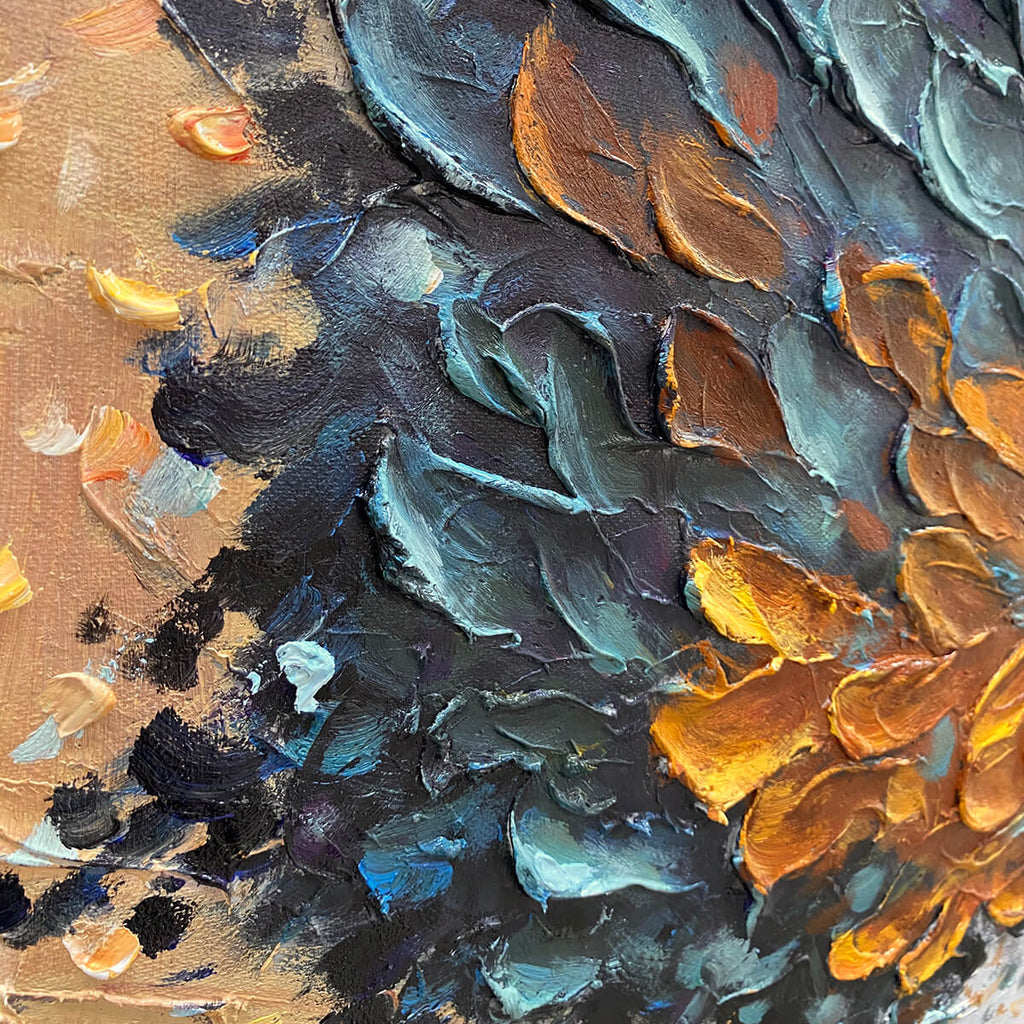 Abstract Tree Yellow and Blue Wall Art - Golden Sway
