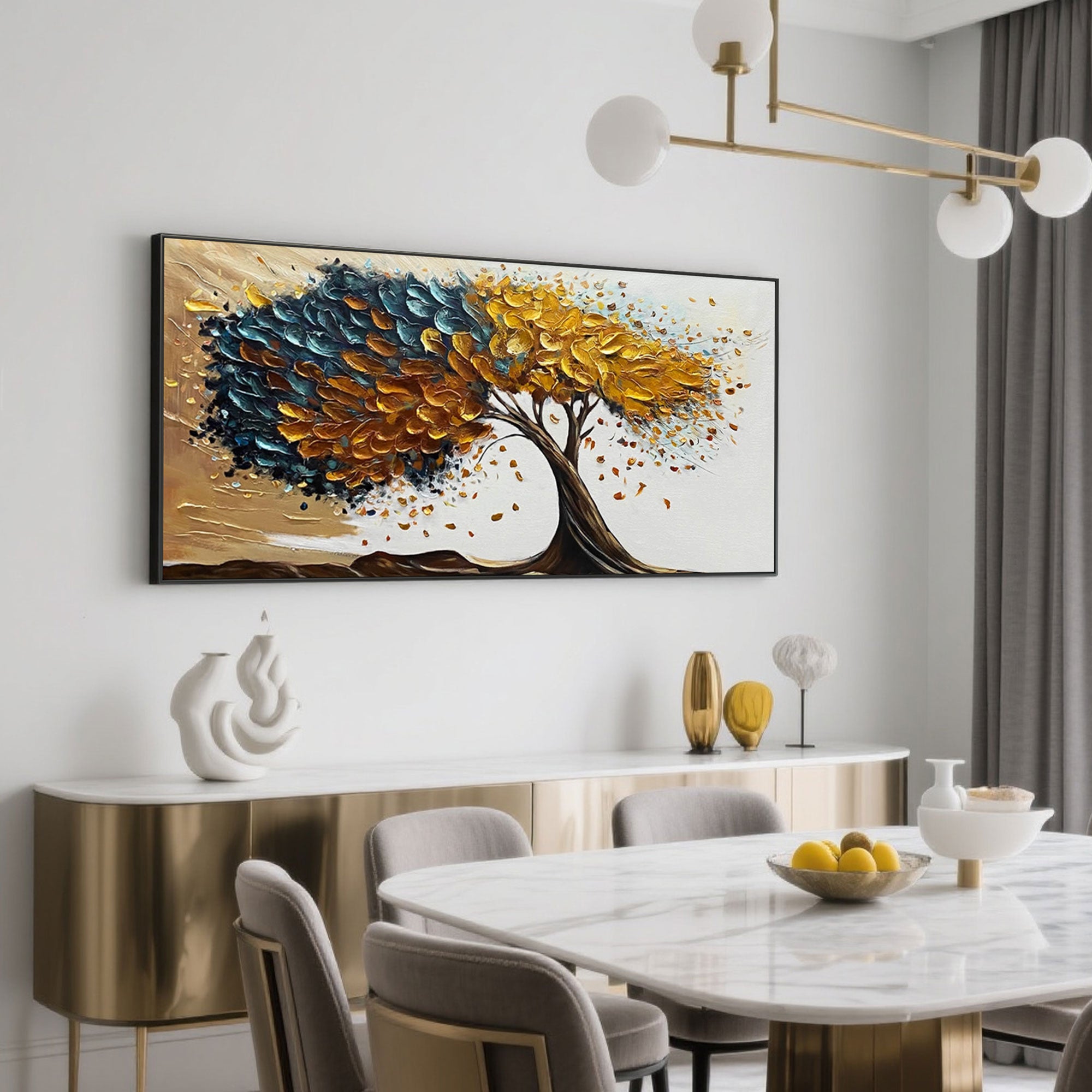 Hand painted abstract tree wall art.