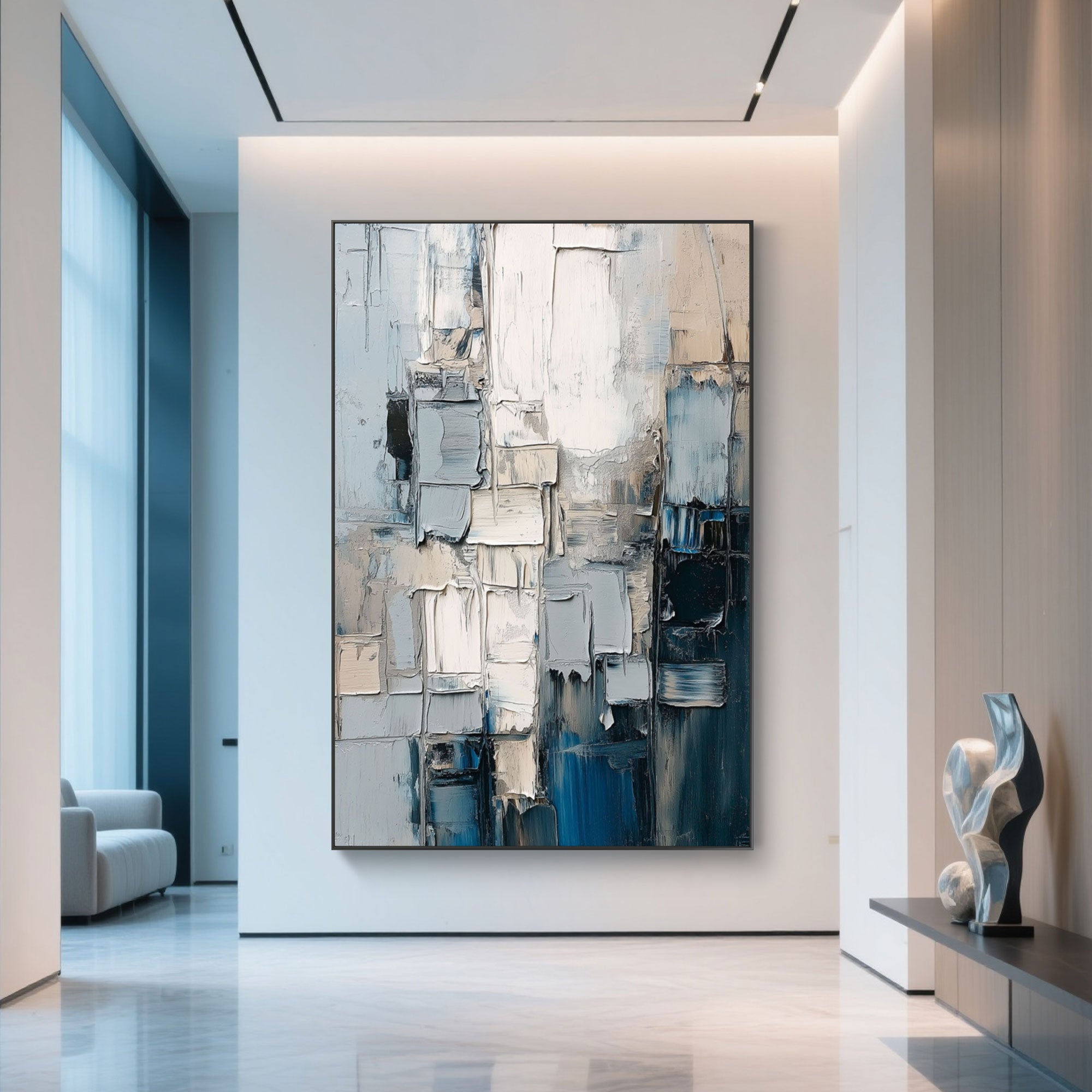 Hand-painted Abstract City Decor Office
