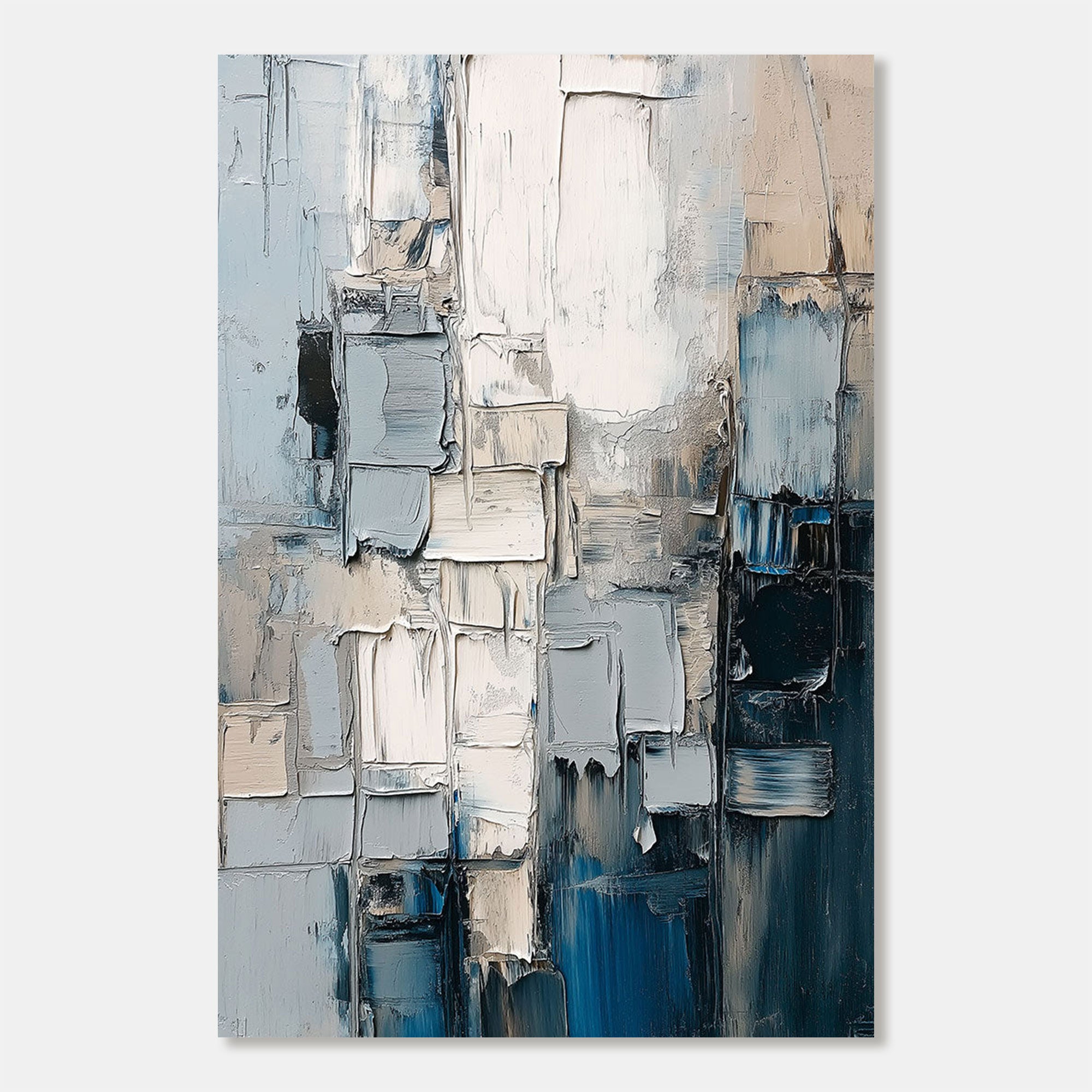 Abstract Urban Blue Gray Textured Wall Art