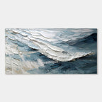 Hand-painted abstract modern wave wall art 'Breakwave' with textured blue/white canvas