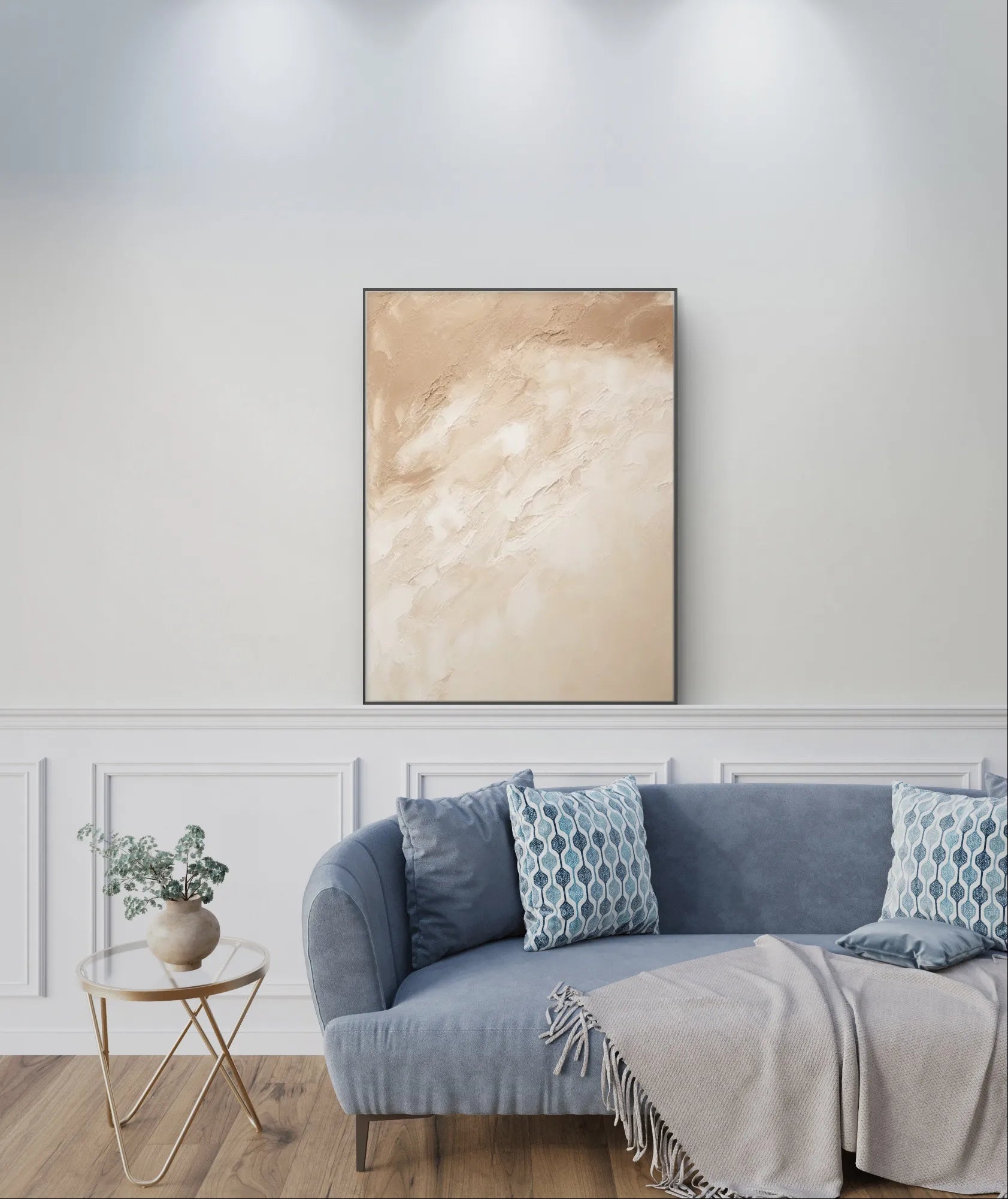 Beige and Brown Abstract Minimalist Canvas	 #WS005-StrokesArtHub
