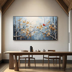 ​Large horizontal canvas art complementing neutral-toned walls in an elegant home interior