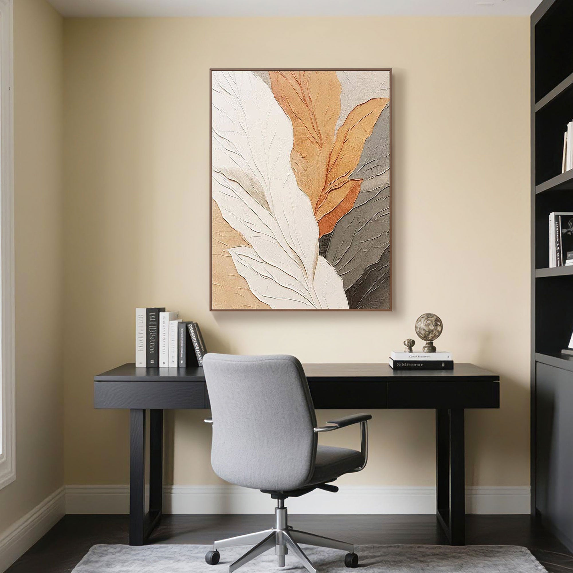 Contemporary Neutral Leaf Painting | Breeze of Botanics