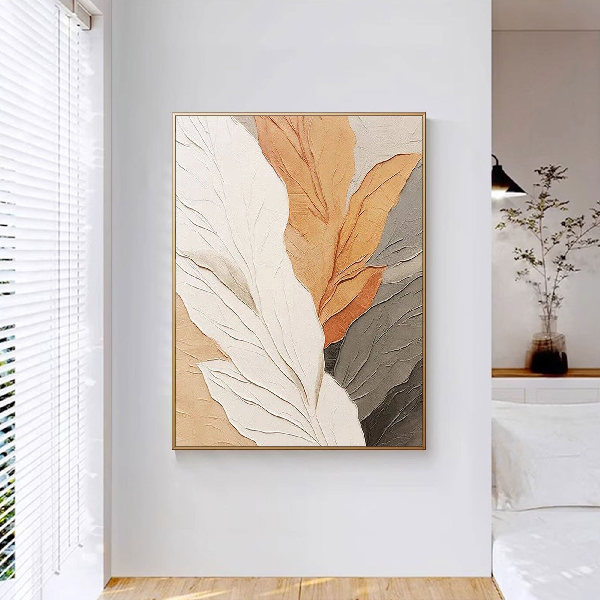 Contemporary Neutral Leaf Painting | Breeze of Botanics