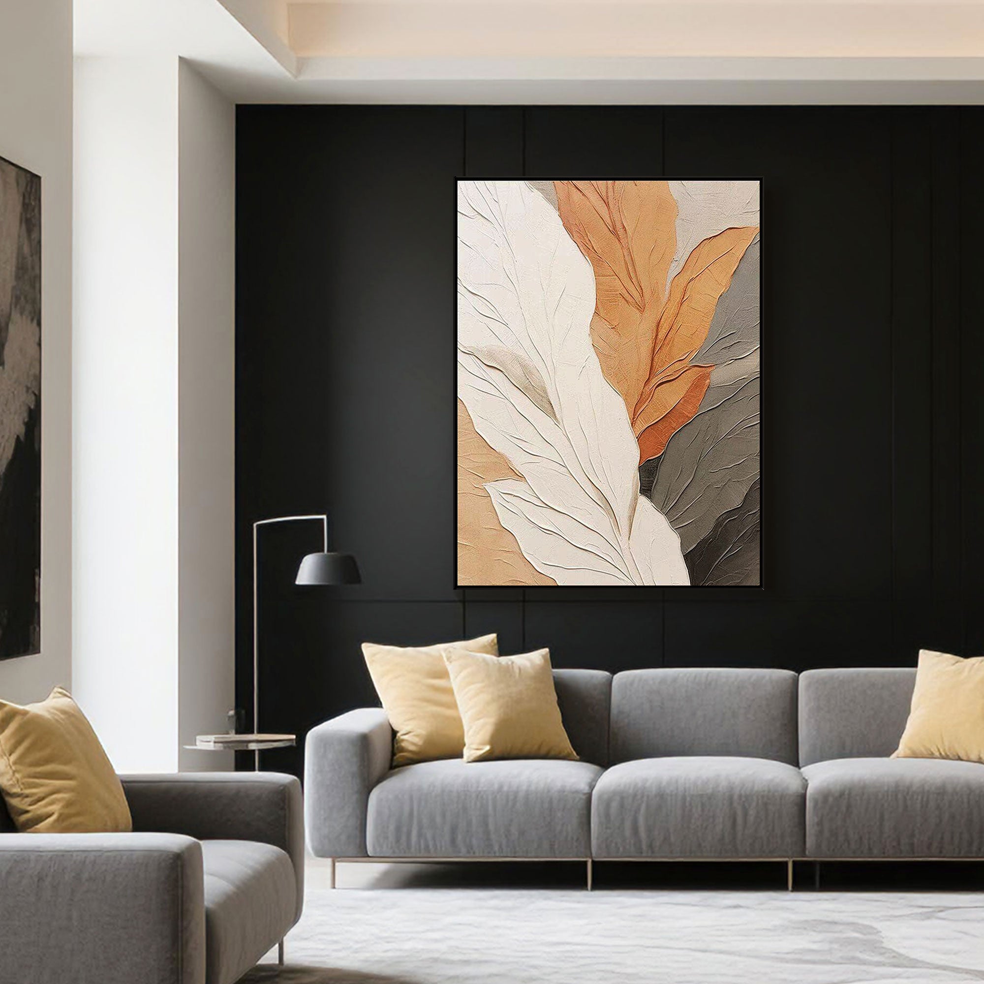 Contemporary Neutral Leaf Painting | Breeze of Botanics