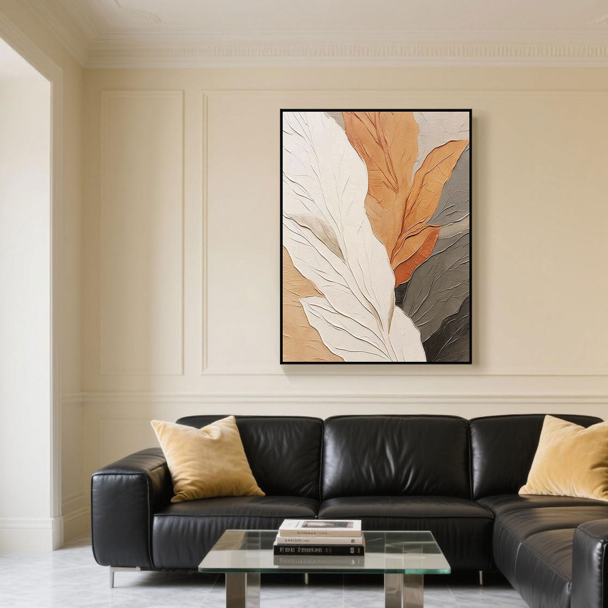 Contemporary Neutral Leaf Painting | Breeze of Botanics