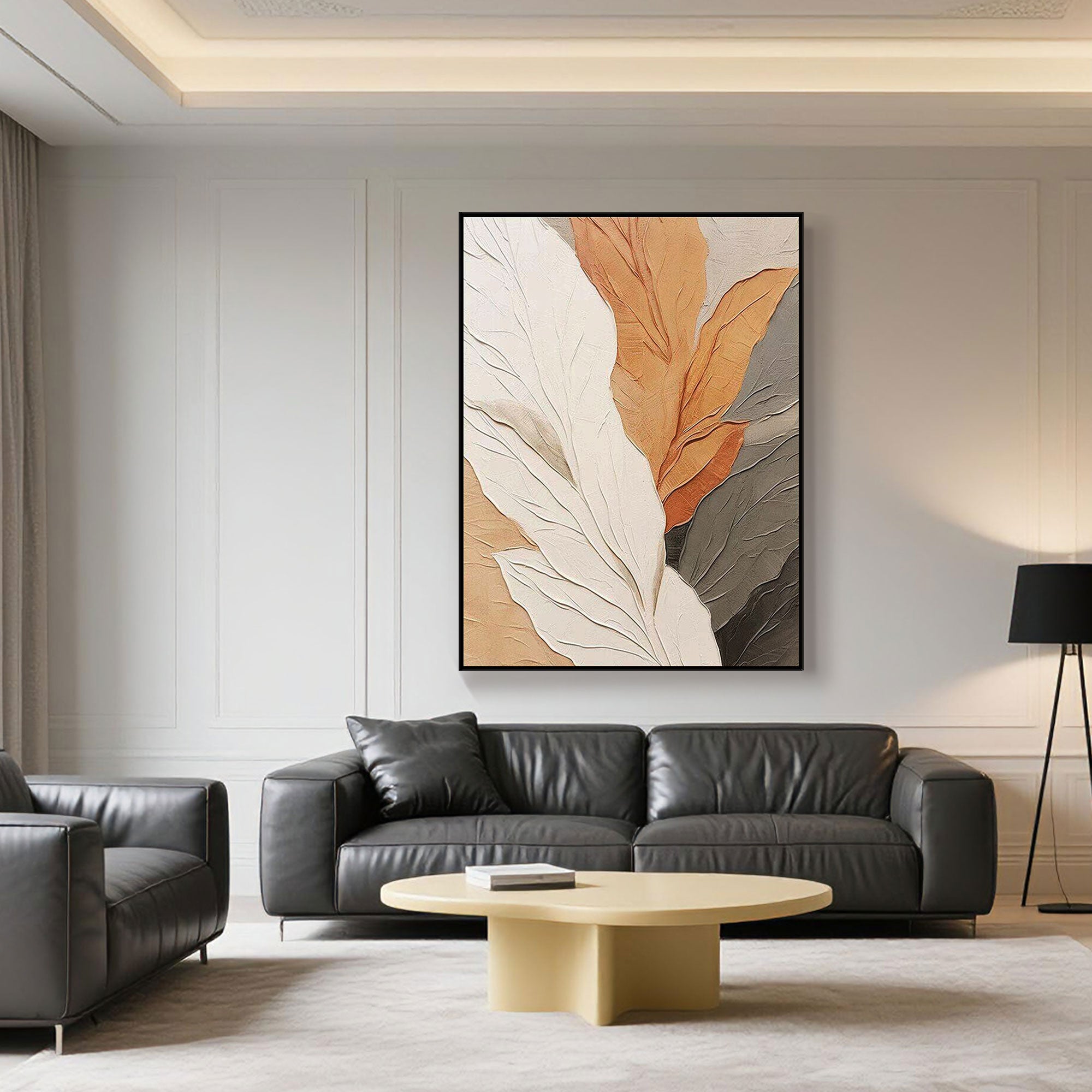 Contemporary Neutral Leaf Painting | Breeze of Botanics