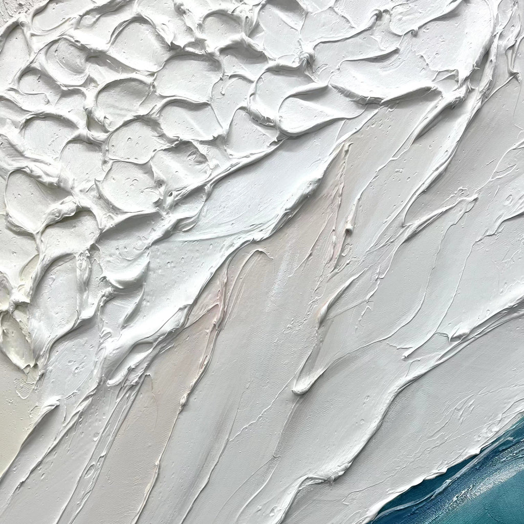 Minimalist ocean green wall art with thick textured canvas by Lumi Gallery