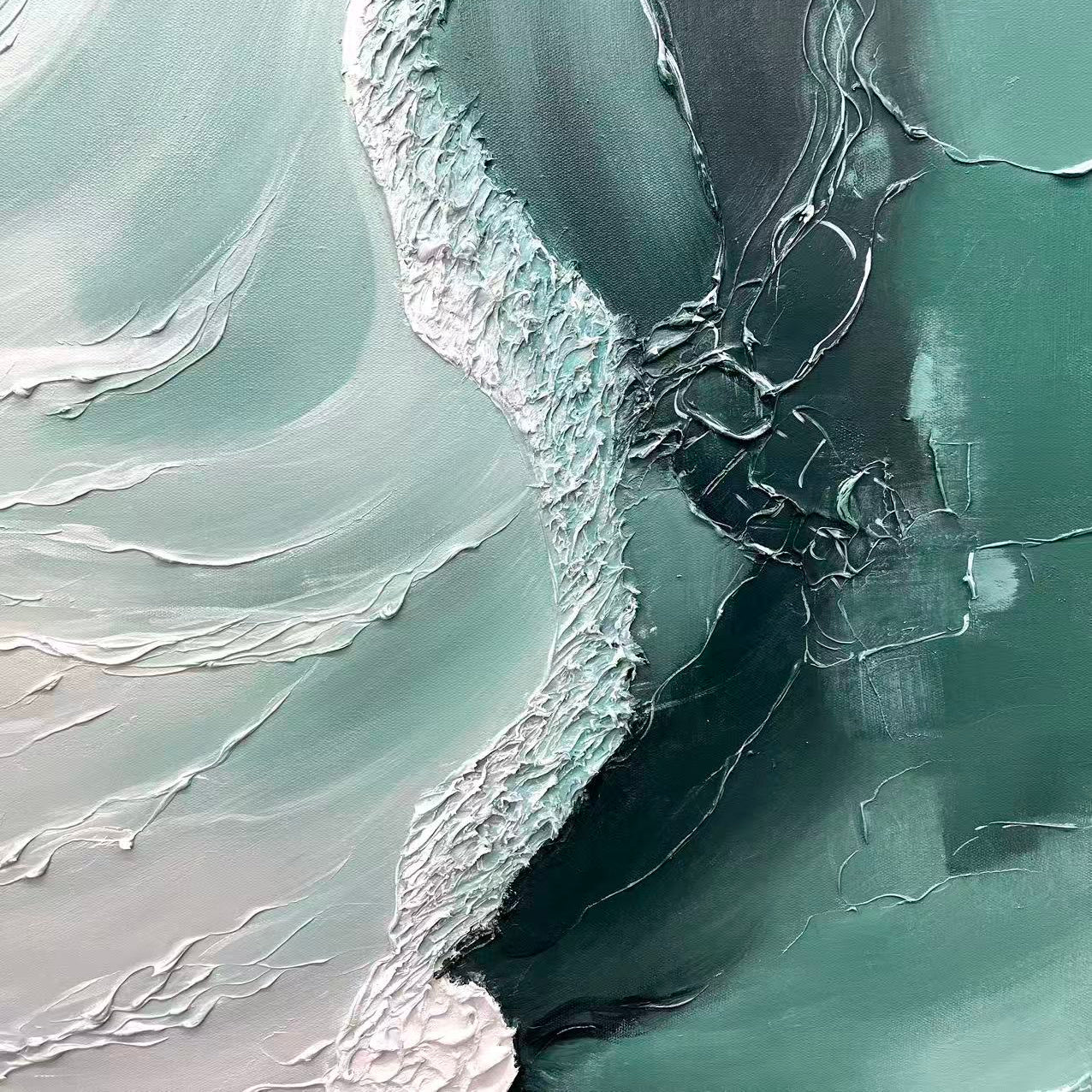 Abstract 3D Eternal Wave canvas art in teal tones by Lumi Gallery