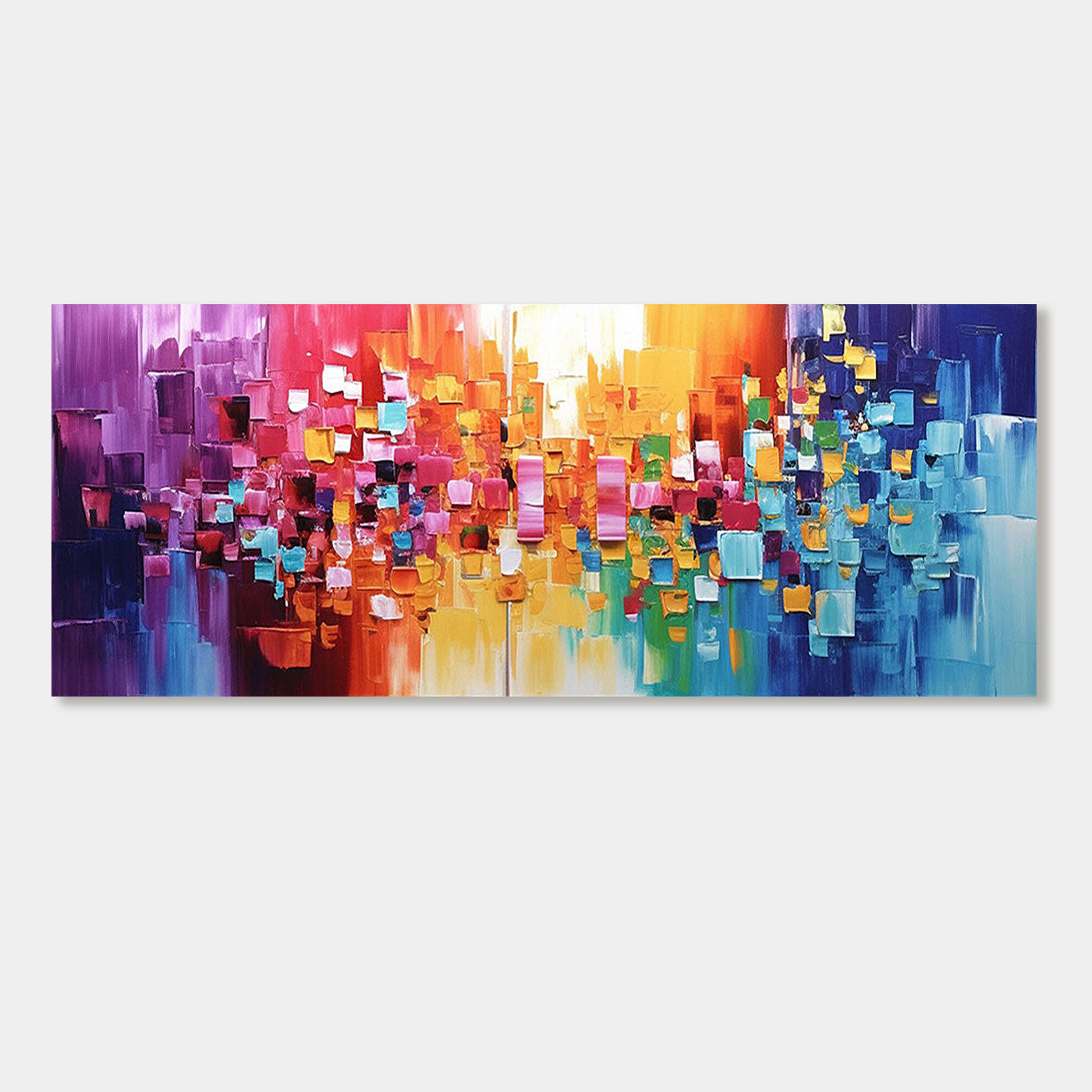 Colorful abstract canvas wall art, Urban Rhythm. A vibrant, hand-painted piece.