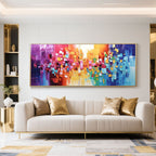 Colorful abstract canvas wall art, Urban Rhythm. A vibrant, hand-painted piece.