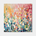 Abstract floral wall art with vibrant hues. Chroma Garden canvas detail.