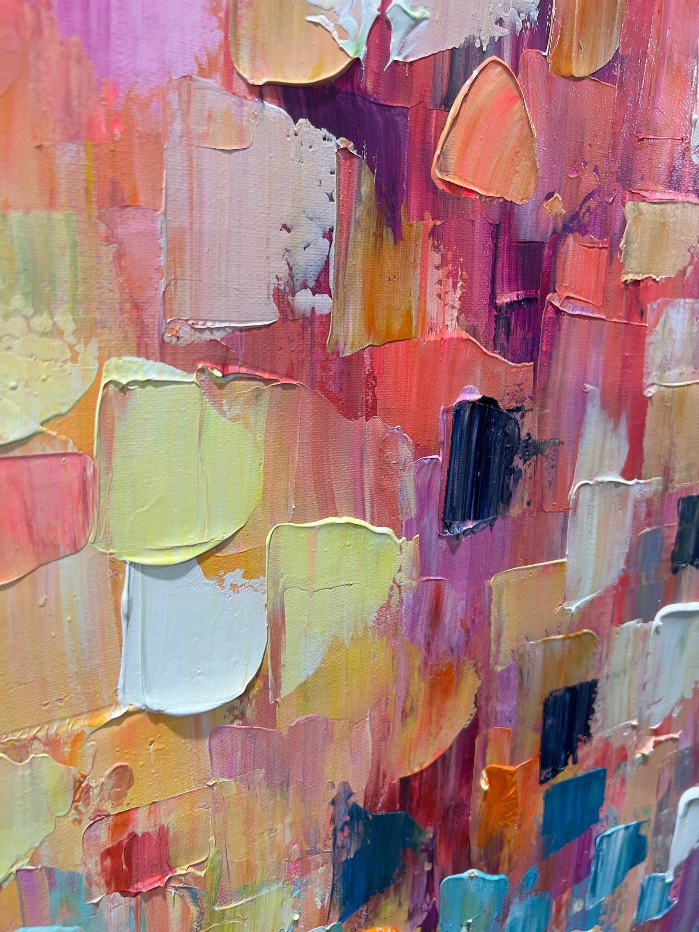 Colorful abstract floral wall art close-up. Chroma Garden vibrant details.